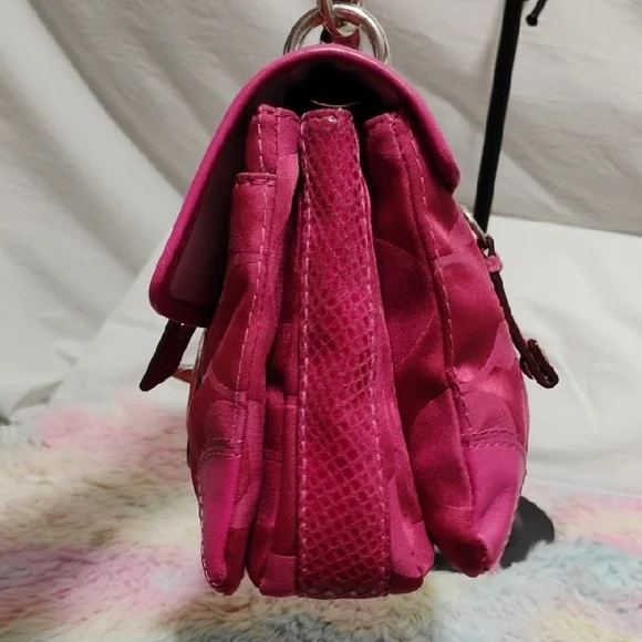 FIRM PRICE! Authentic Coach Y2K Pink/Fuschia Peyton Sateen Shoulder Bag Hangtag - Picture 6 of 16